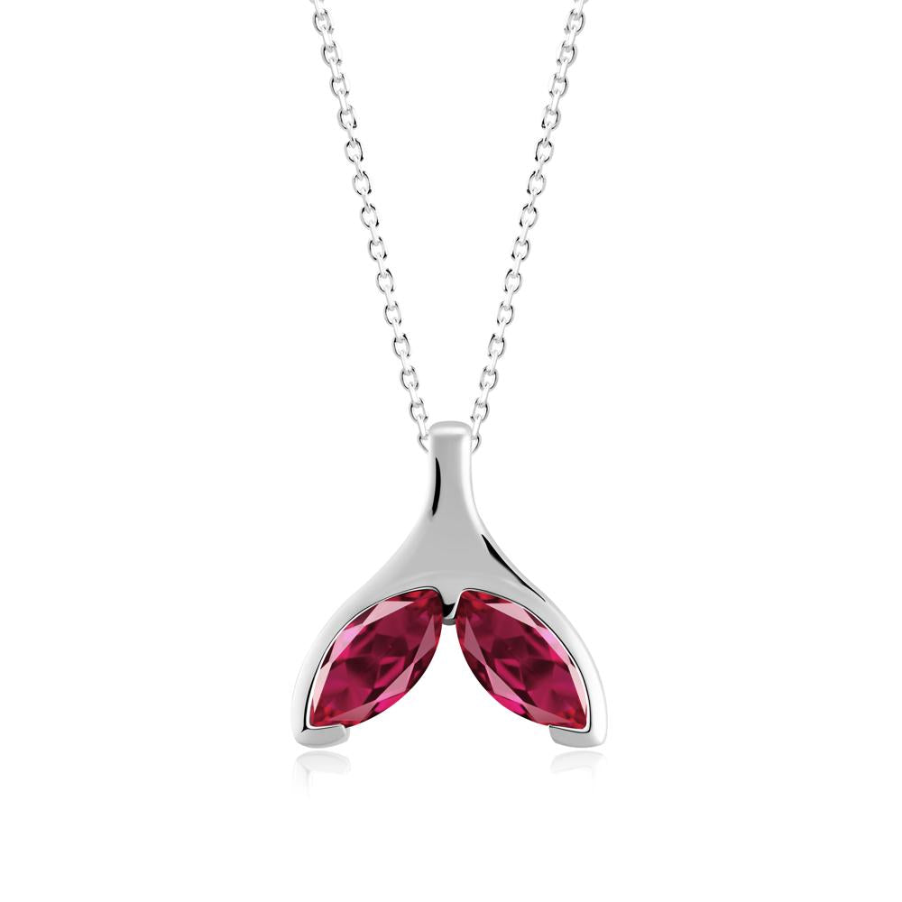 Marquise Ruby Whale Tail Necklace - LUO Jewelry #metal_sterling silver