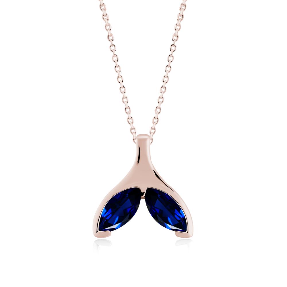 Marquise Sapphire Whale Tail Pendant - LUO Jewelry #metal_14k rose gold
