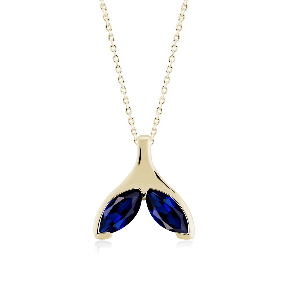 Marquise Sapphire Whale Tail Pendant - LUO Jewelry #metal_14k yellow gold