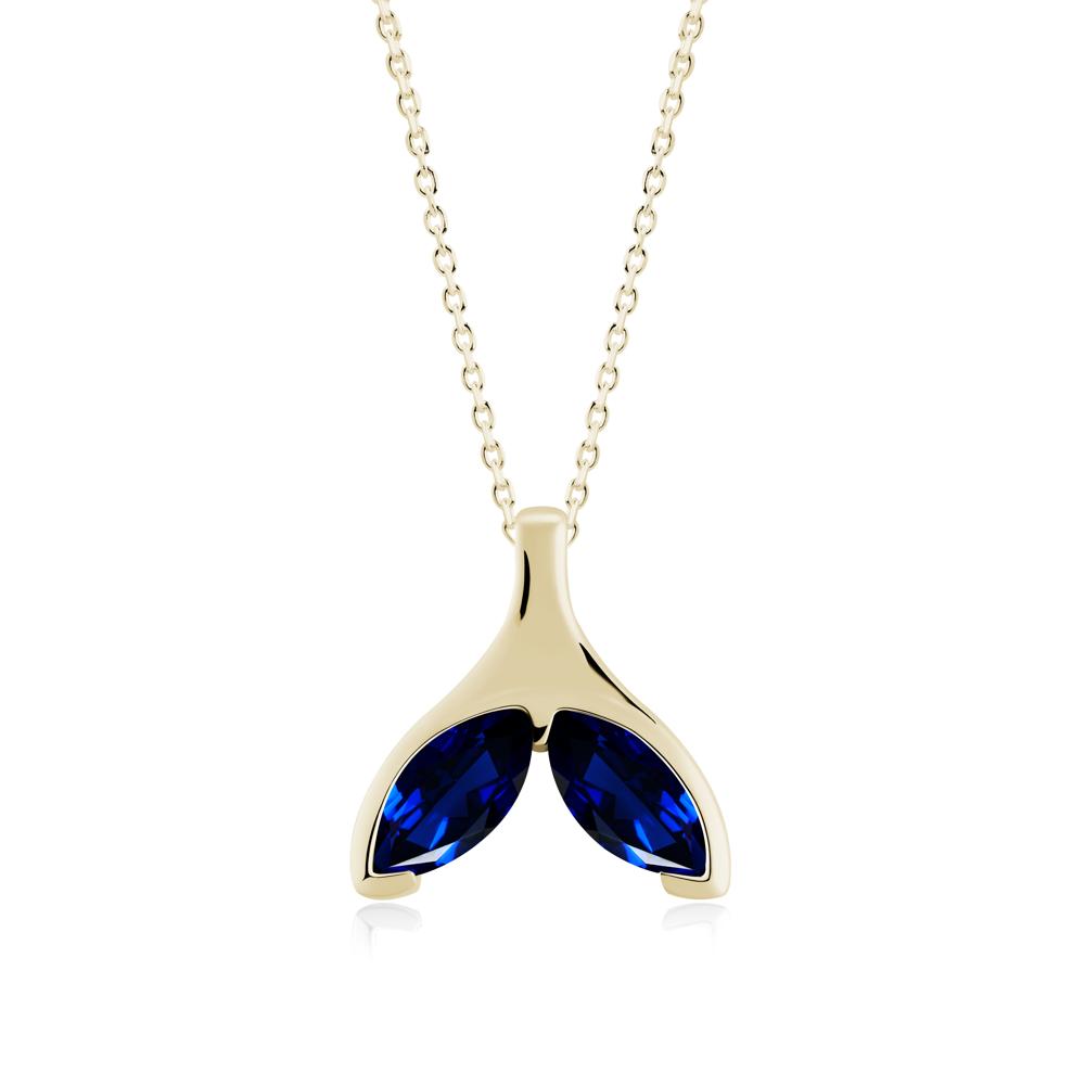 Marquise Sapphire Whale Tail Pendant - LUO Jewelry #metal_14k yellow gold