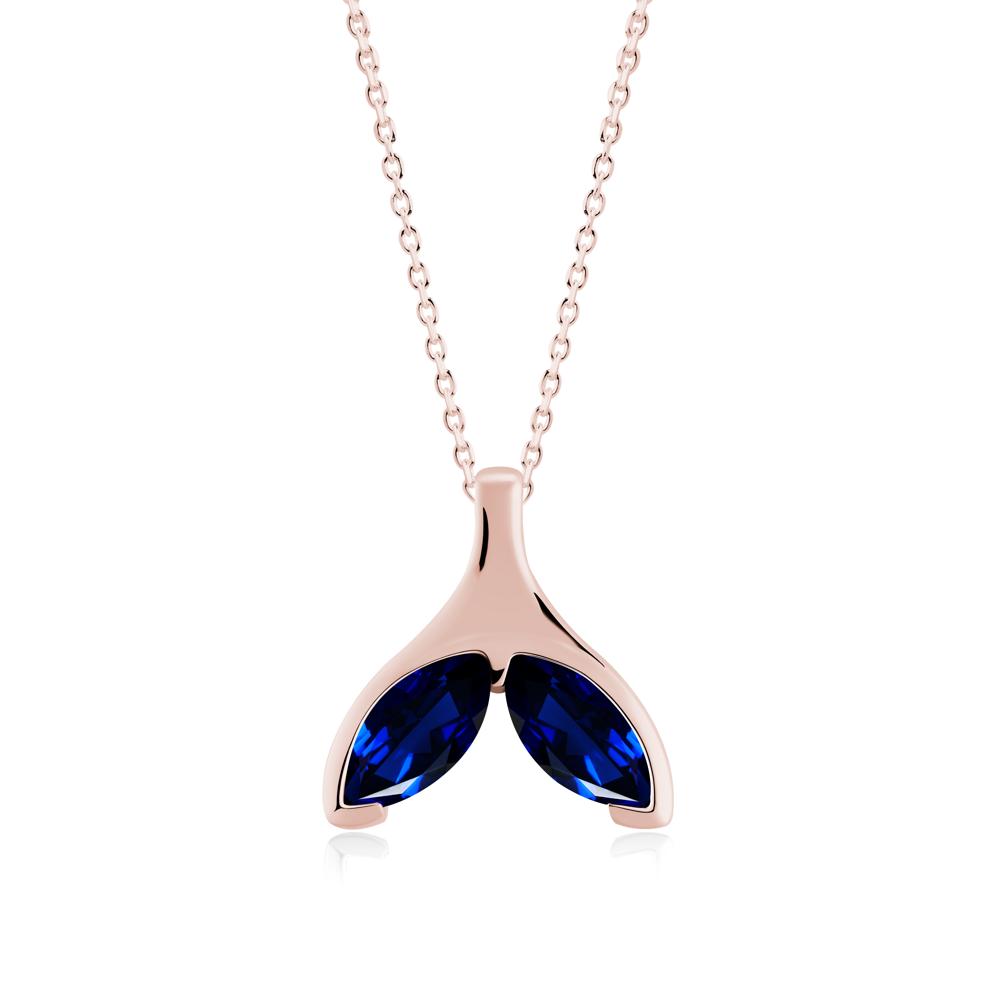 Marquise Sapphire Whale Tail Pendant - LUO Jewelry #metal_18k rose gold