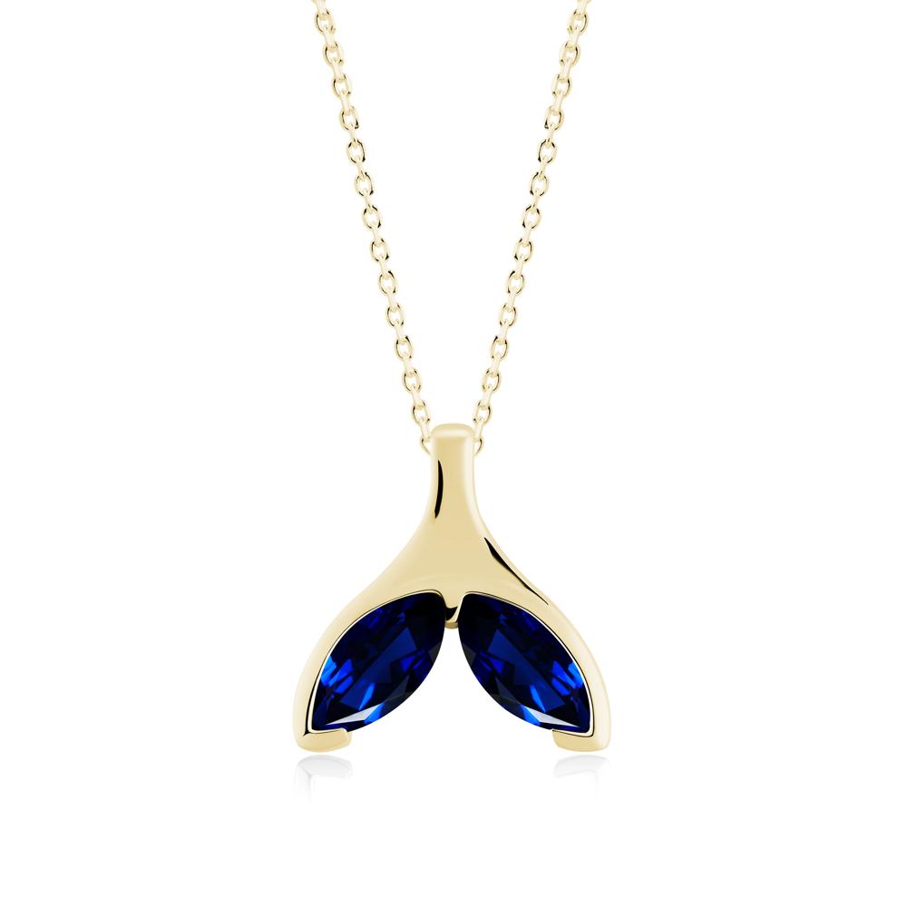 Marquise Sapphire Whale Tail Pendant - LUO Jewelry #metal_18k yellow gold