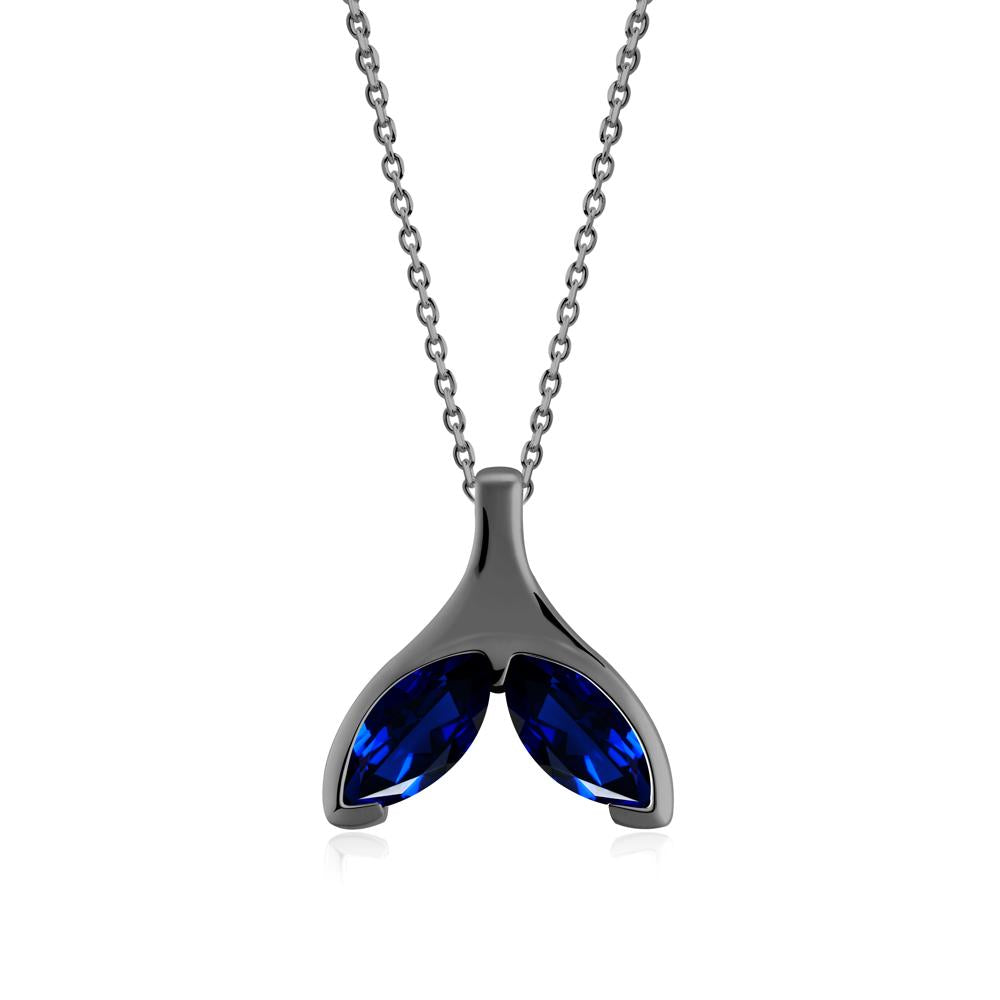 Marquise Sapphire Whale Tail Pendant - LUO Jewelry #metal_black finish sterling silver