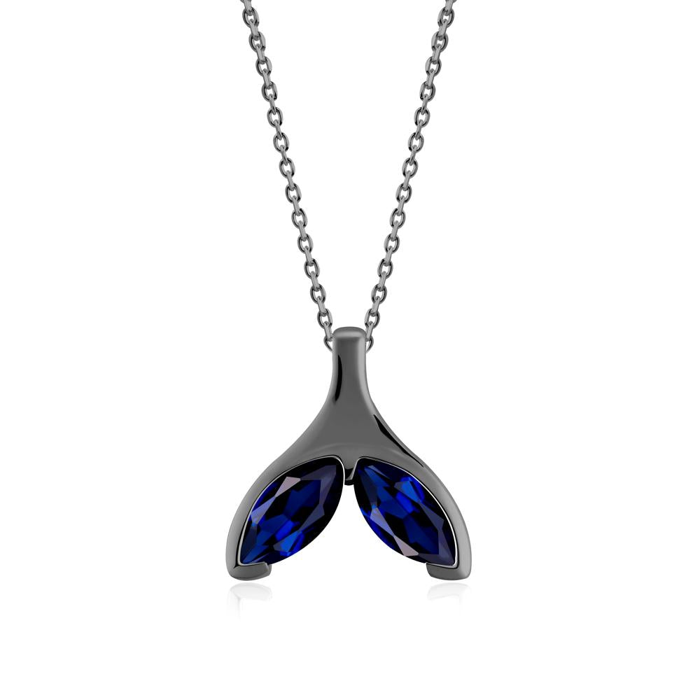 Marquise Sapphire Whale Tail Pendant - LUO Jewelry #metal_black finish sterling silver