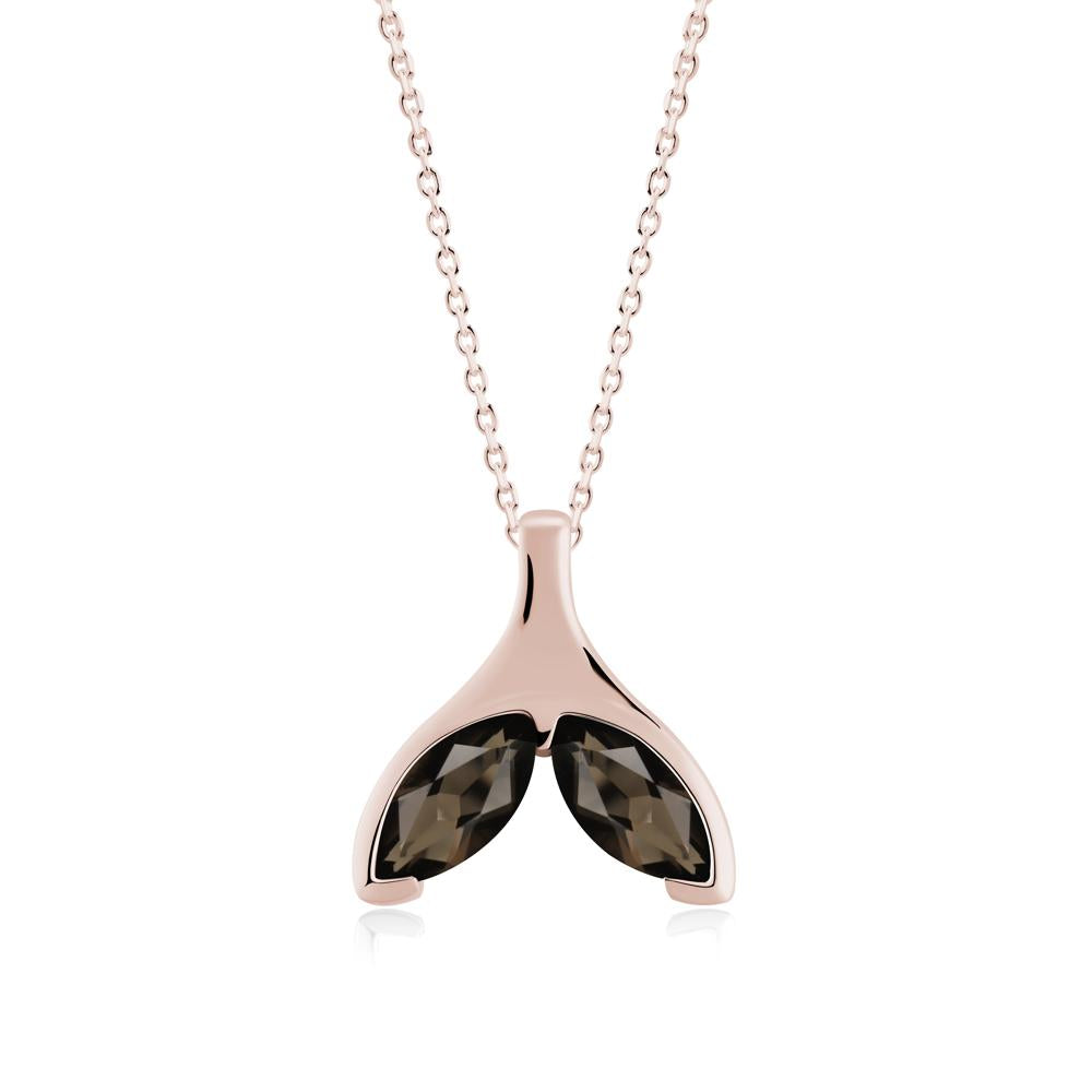 Marquise Smoky Quartz Whale Tail Necklace - LUO Jewelry #metal_14k rose gold