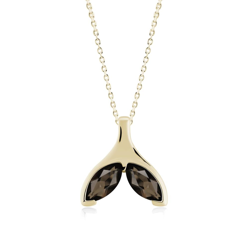 Marquise Smoky Quartz Whale Tail Necklace - LUO Jewelry #metal_14k yellow gold