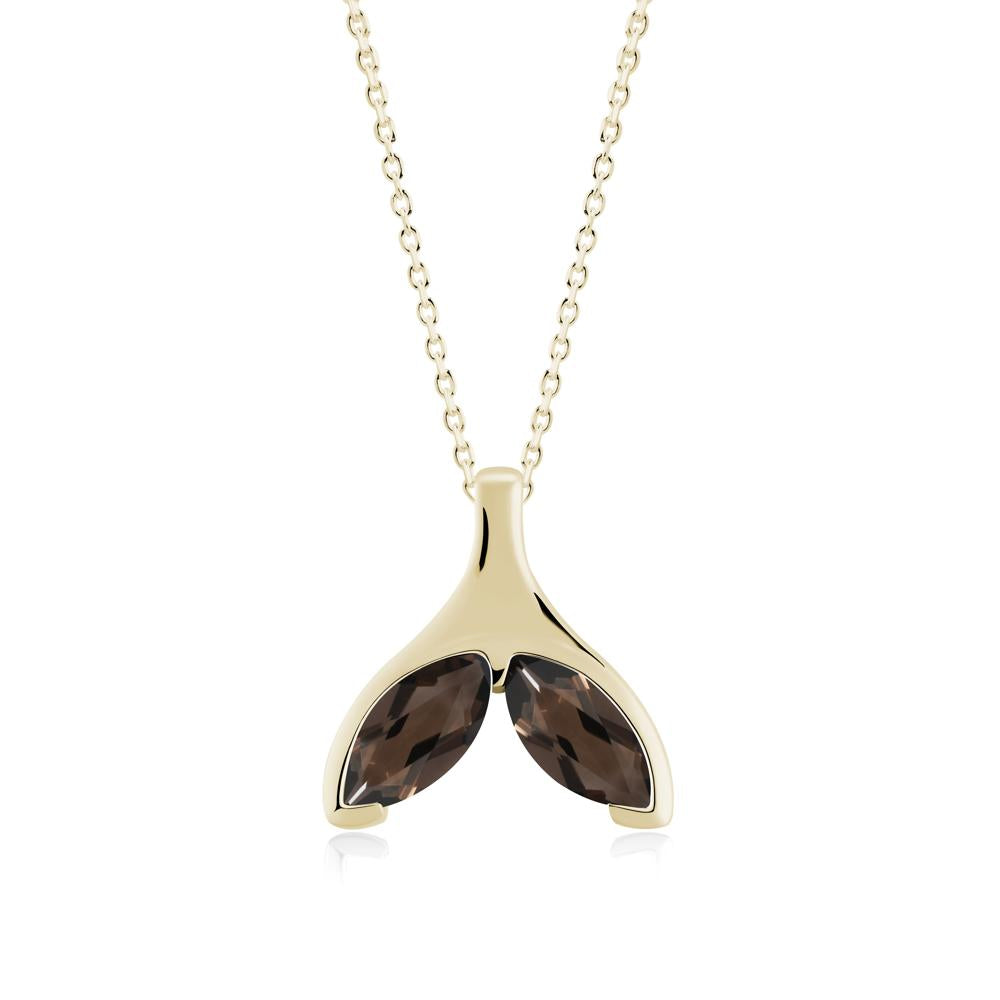 Marquise Smoky Quartz Whale Tail Necklace - LUO Jewelry #metal_14k yellow gold