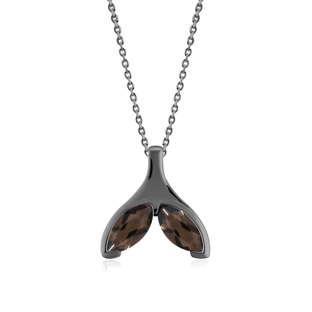 Marquise Smoky Quartz Whale Tail Necklace - LUO Jewelry #metal_black finish sterling silver