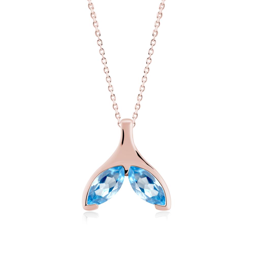 Marquise Twin Swiss Blue Topaz Leaf Necklace - LUO Jewelry #metal_18k rose gold
