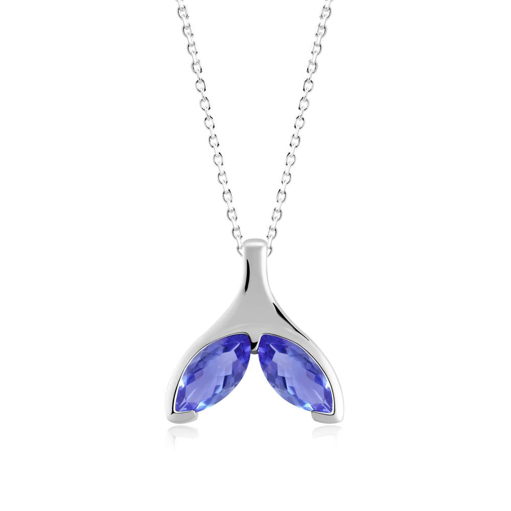 Marquise Tanzanite Whale Tail Pendant - LUO Jewelry #metal_14k white gold