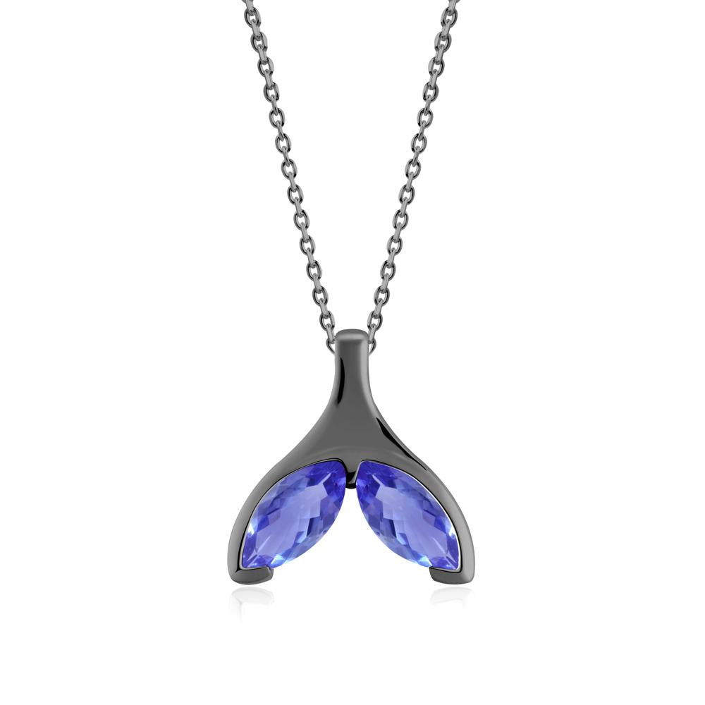 Marquise Tanzanite Whale Tail Pendant - LUO Jewelry #metal_black finish sterling silver