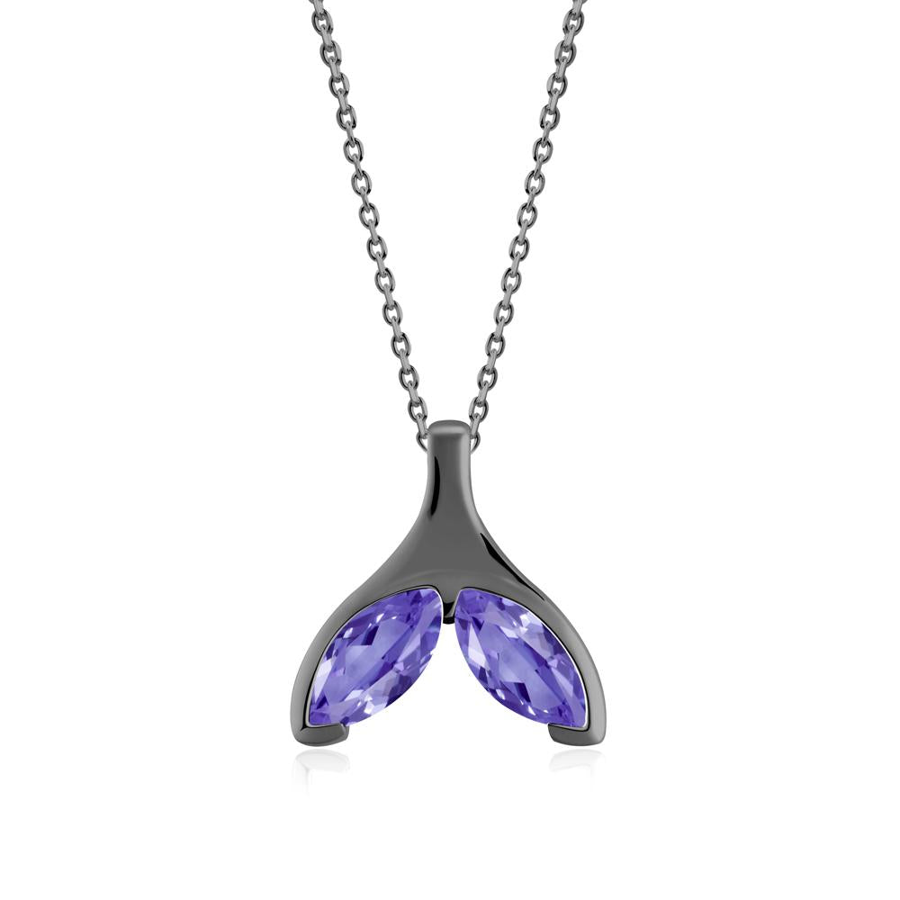 Marquise Tanzanite Whale Tail Pendant - LUO Jewelry #metal_black finish sterling silver