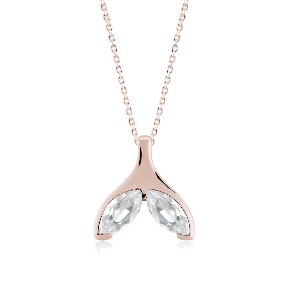Marquise White Topaz Whale Tail Pendant - LUO Jewelry #metal_14k rose gold