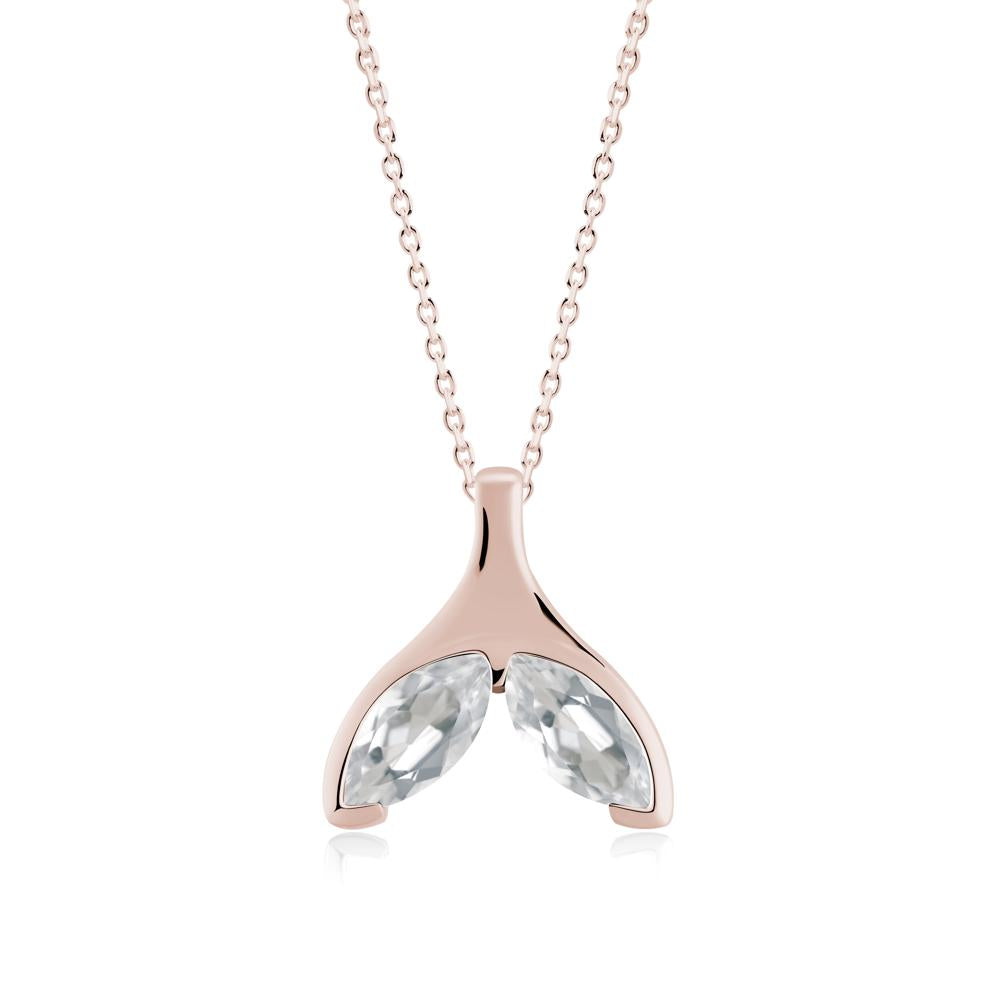 Marquise White Topaz Whale Tail Pendant - LUO Jewelry #metal_14k rose gold