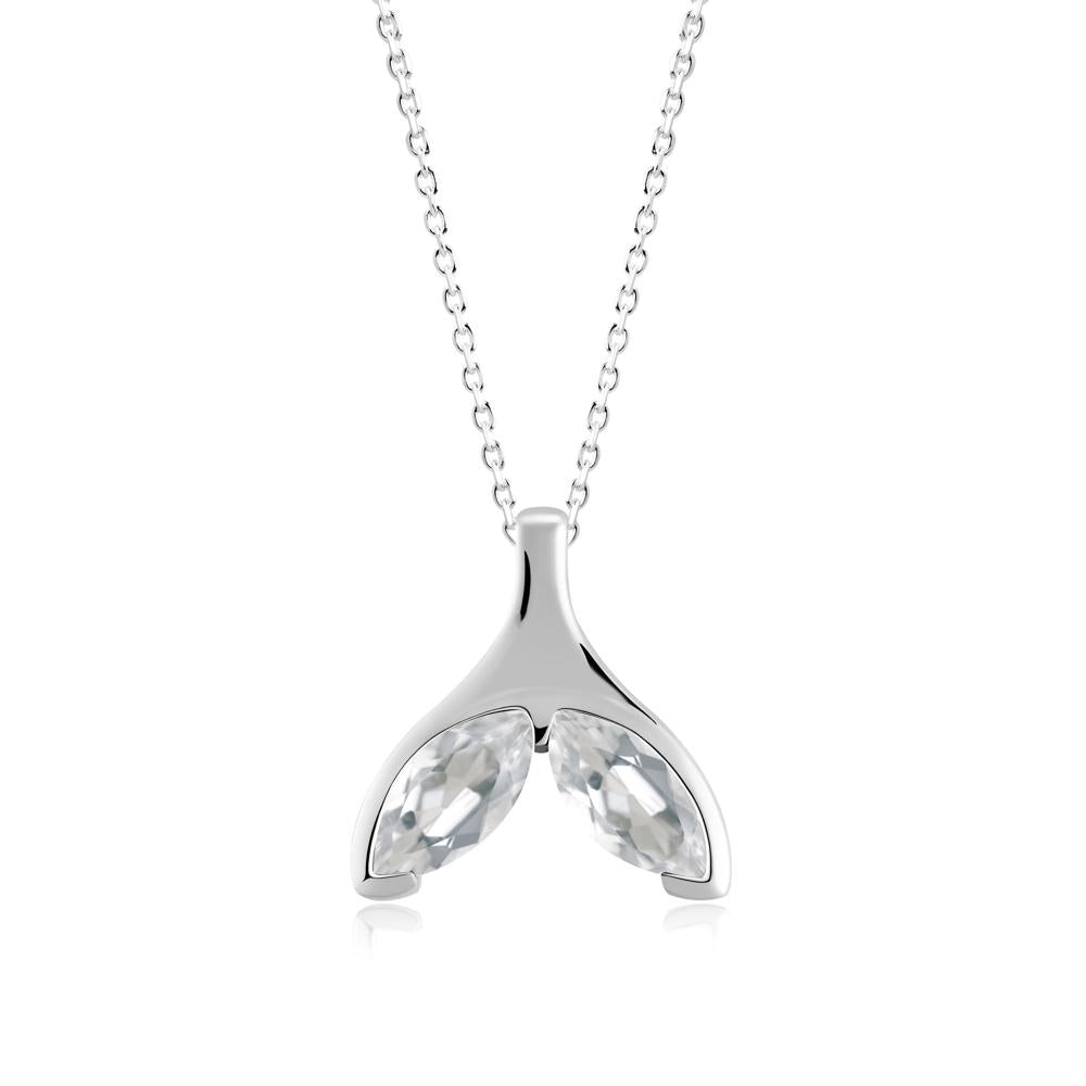 Marquise White Topaz Whale Tail Pendant - LUO Jewelry #metal_14k white gold