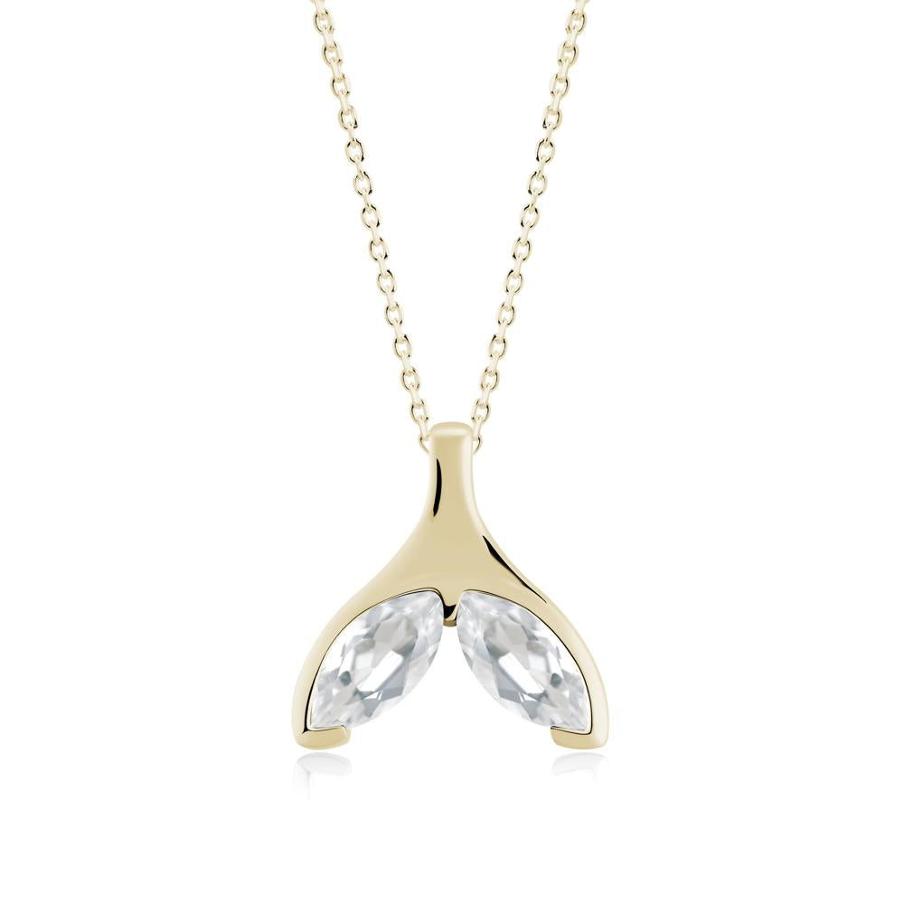 Marquise White Topaz Whale Tail Pendant - LUO Jewelry #metal_14k yellow gold