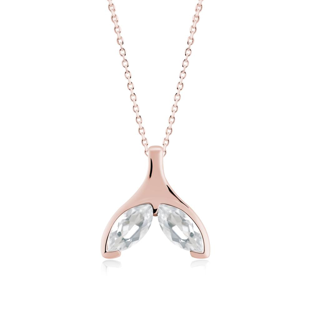 Marquise White Topaz Whale Tail Pendant - LUO Jewelry #metal_18k rose gold