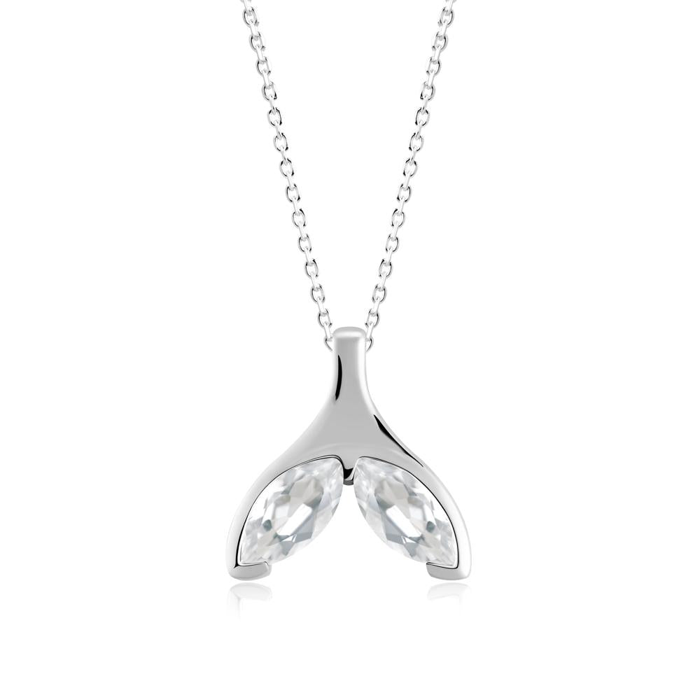 Marquise White Topaz Whale Tail Pendant - LUO Jewelry #metal_18k white gold