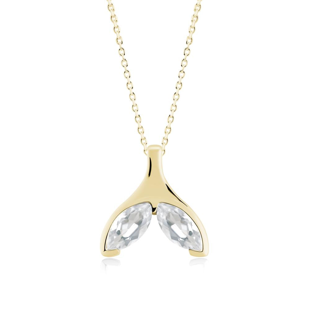 Marquise White Topaz Whale Tail Pendant - LUO Jewelry #metal_18k yellow gold