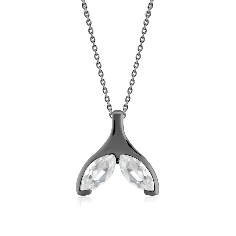 Marquise White Topaz Whale Tail Pendant - LUO Jewelry #metal_black finish sterling silver