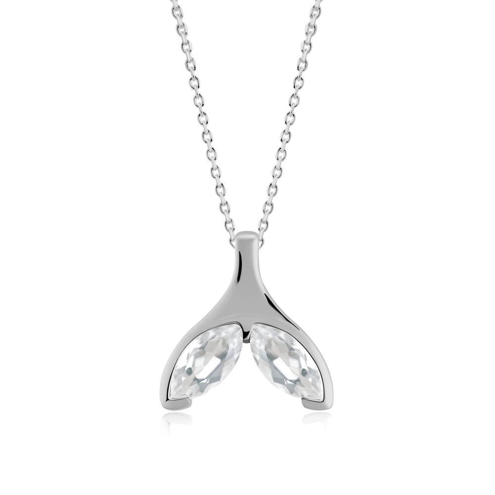 Marquise White Topaz Whale Tail Pendant - LUO Jewelry #metal_platinum