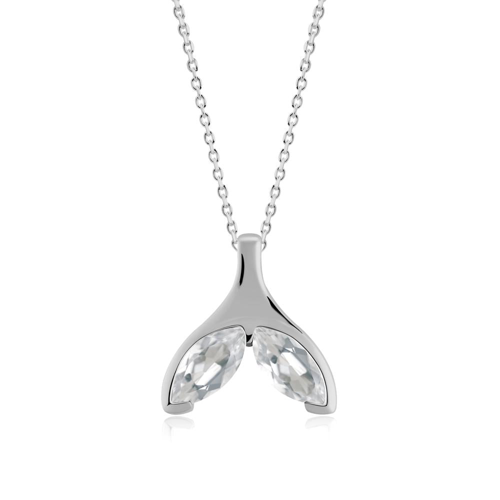 Marquise White Topaz Whale Tail Pendant - LUO Jewelry #metal_platinum