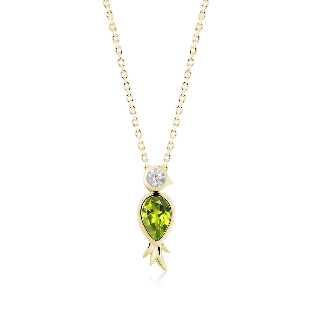 Bird Inspired Teardrop Cut Peridot and Cubic Zirconia Necklace - LUO Jewelry #metal_18k yellow gold