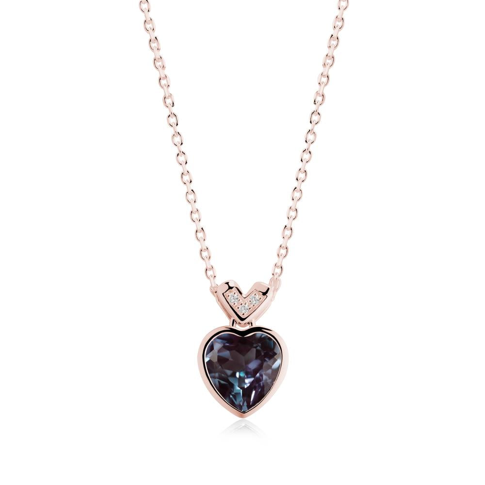 Heart-Cut Alexandrite Necklace with Chevron - LUO Jewelry #metal_18k rose gold