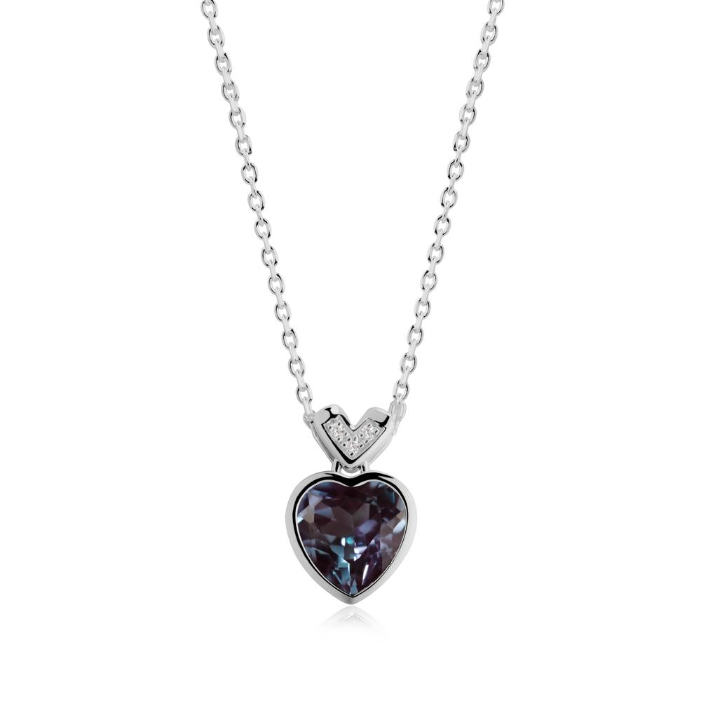 Heart-Cut Alexandrite Necklace with Chevron - LUO Jewelry #metal_platinum