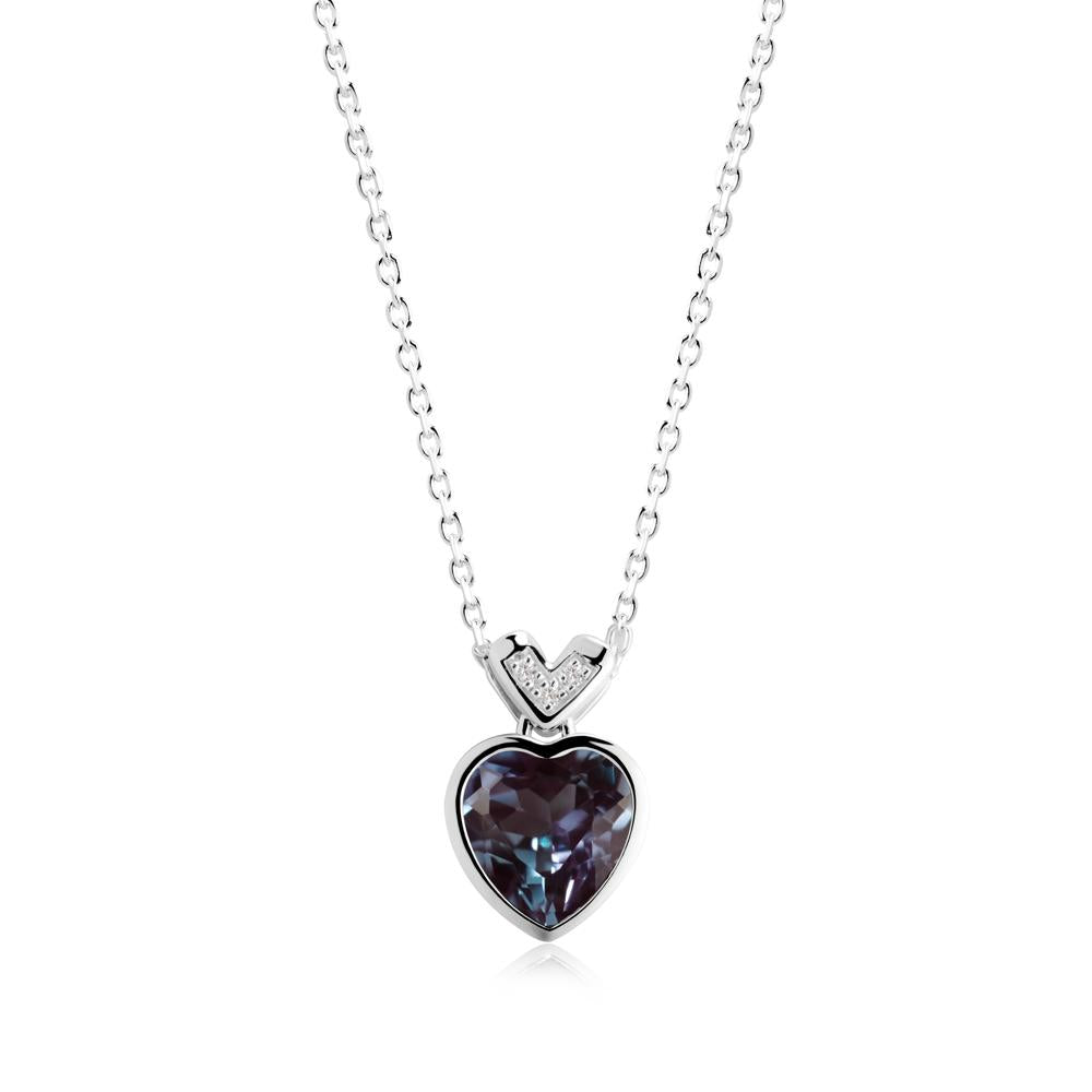 Heart-Cut Alexandrite Necklace with Chevron - LUO Jewelry #metal_sterling silver