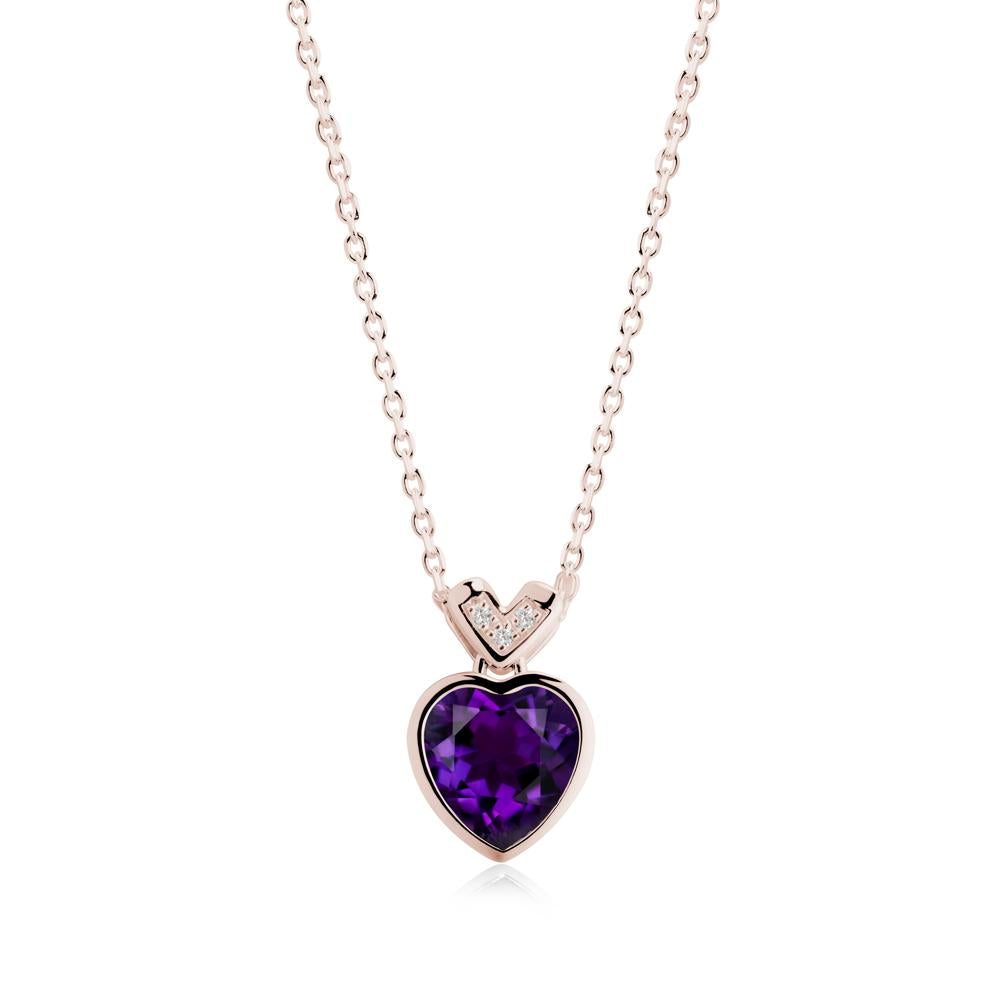 Heart-Cut Amethyst Necklace with Chevron - LUO Jewelry #metal_14k rose gold