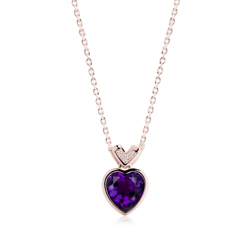 Heart-Cut Amethyst Necklace with Chevron - LUO Jewelry #metal_18k rose gold