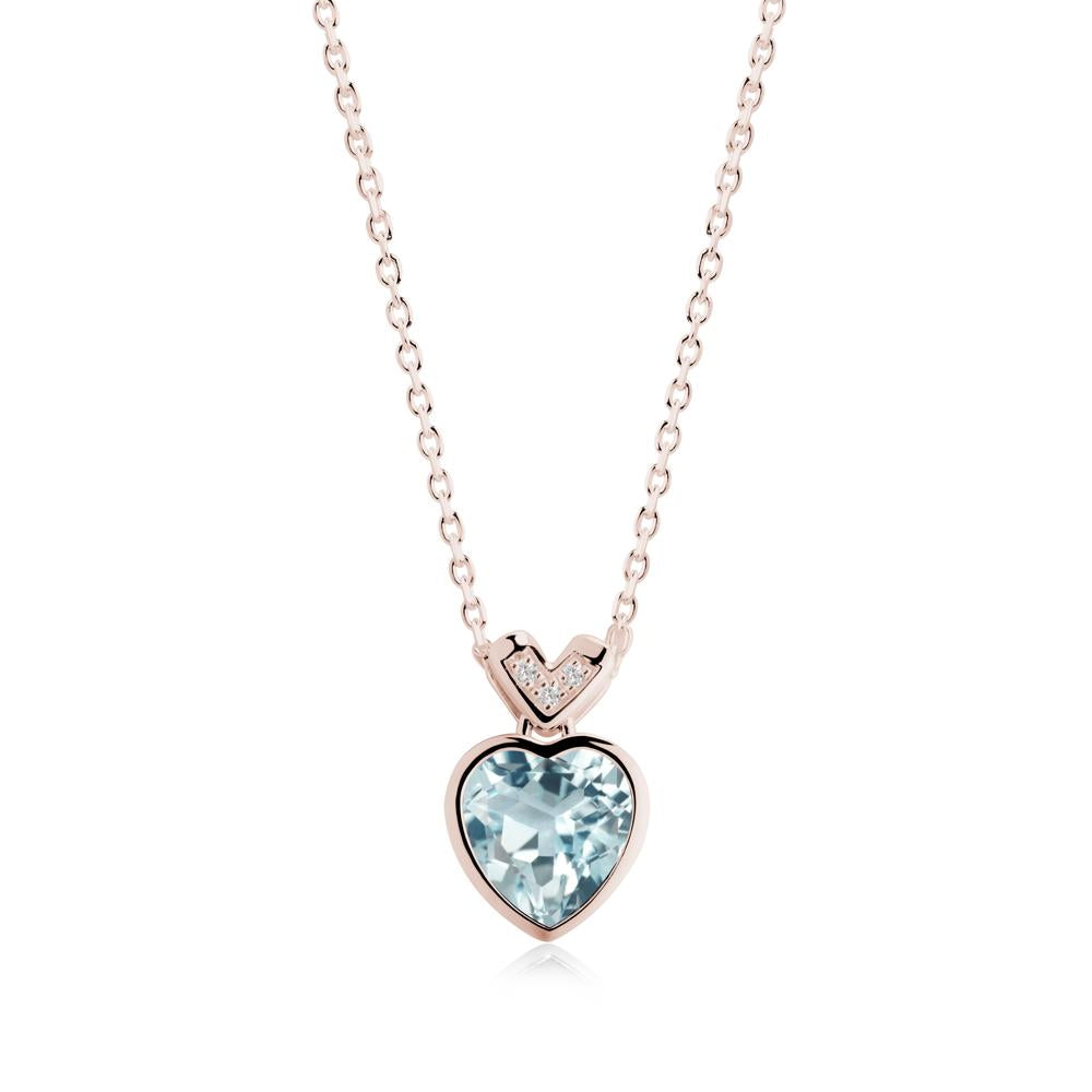 Heart-Cut Aquamarine Necklace with Chevron - LUO Jewelry #metal_14k rose gold