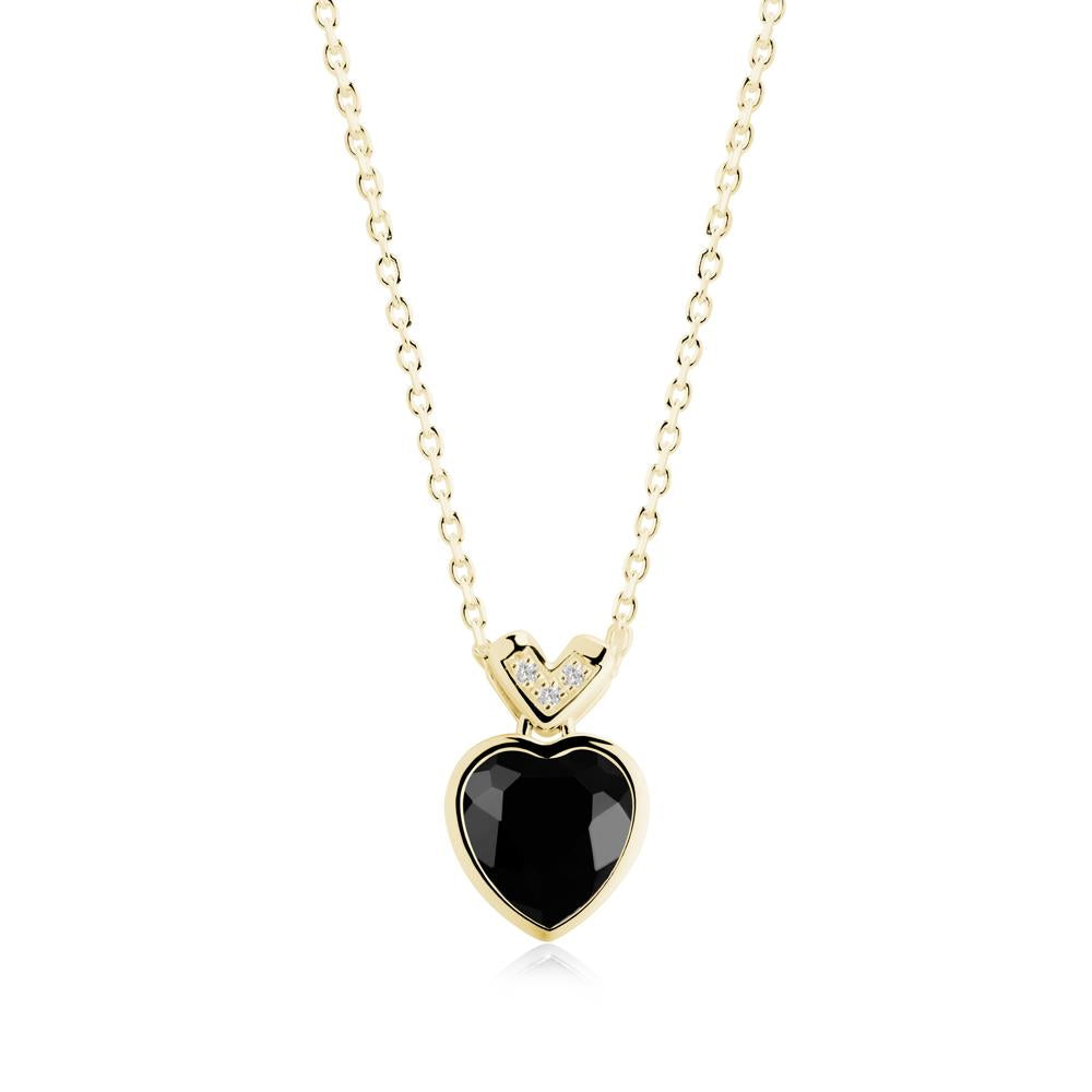 Heart-Cut Black Spinel Necklace with Chevron - LUO Jewelry #metal_18k yellow gold