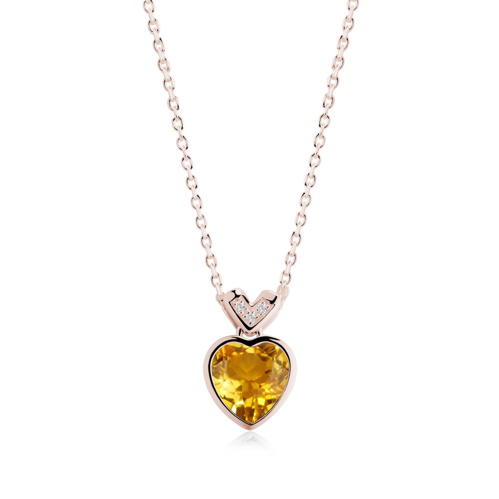 Heart-Cut Citrine Necklace with Chevron - LUO Jewelry #metal_14k rose gold