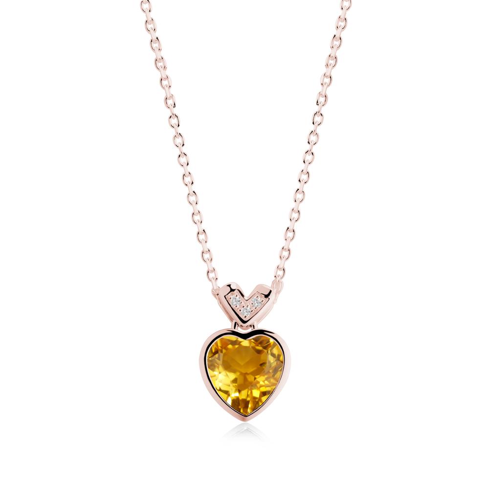 Heart-Cut Citrine Necklace with Chevron - LUO Jewelry #metal_18k rose gold