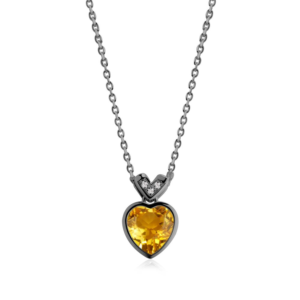 Heart-Cut Citrine Necklace with Chevron - LUO Jewelry #metal_black finish sterling silver