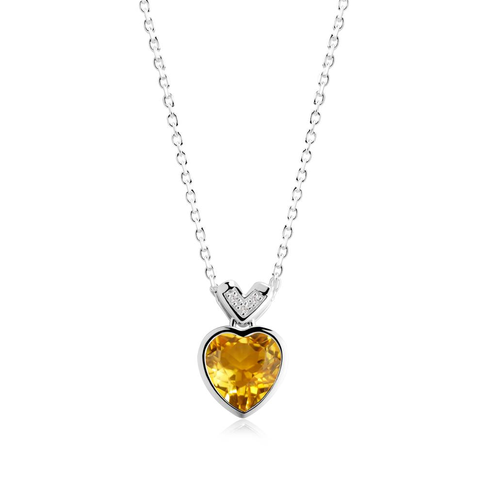 Heart-Cut Citrine Necklace with Chevron - LUO Jewelry #metal_sterling silver