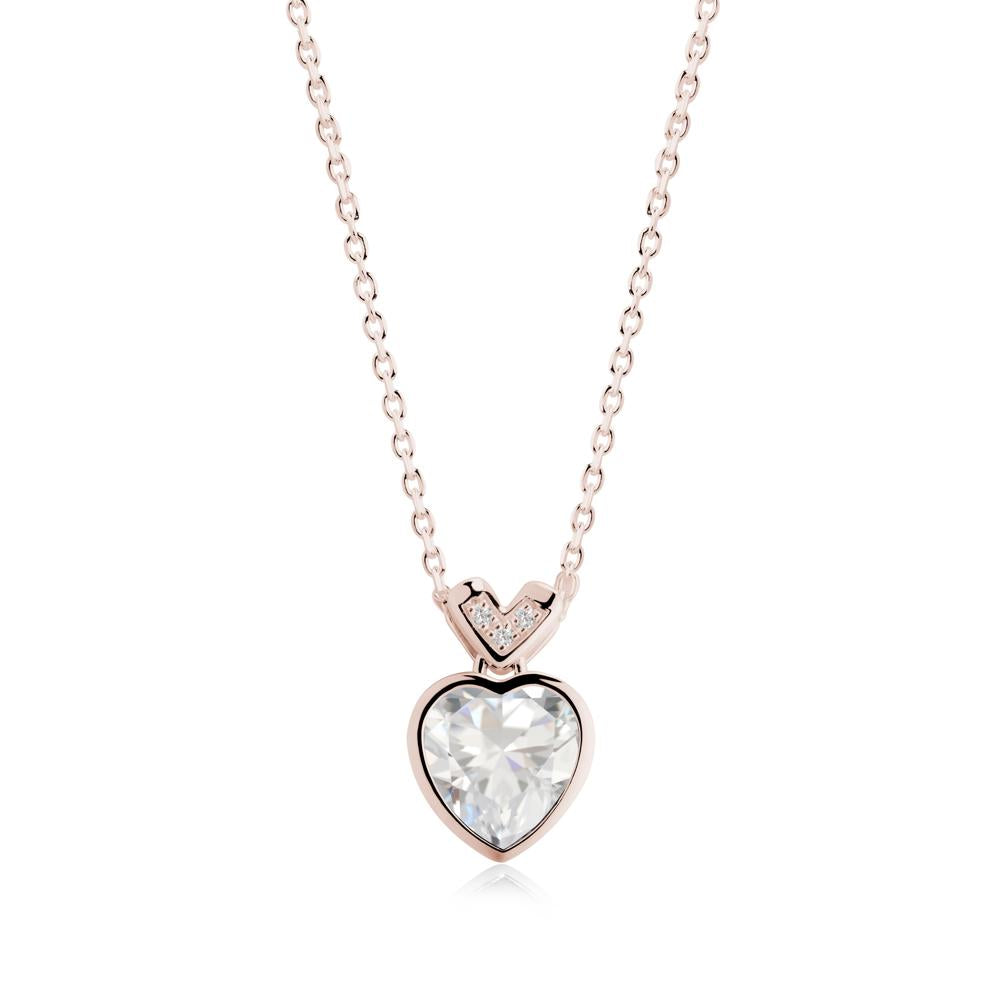 Heart-Cut Cubic Zirconia Necklace with Chevron - LUO Jewelry #metal_14k rose gold