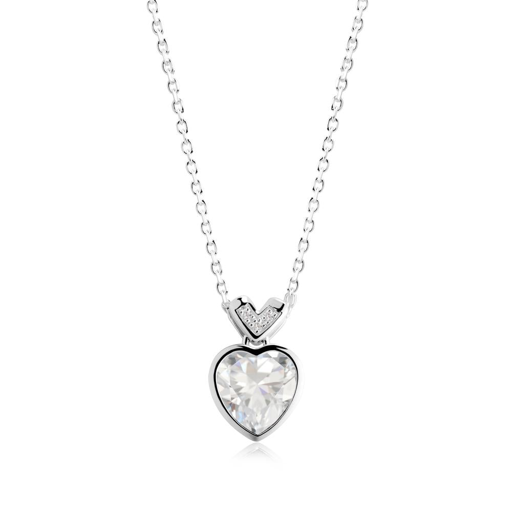 Heart-Cut Cubic Zirconia Necklace with Chevron - LUO Jewelry #metal_18k white gold
