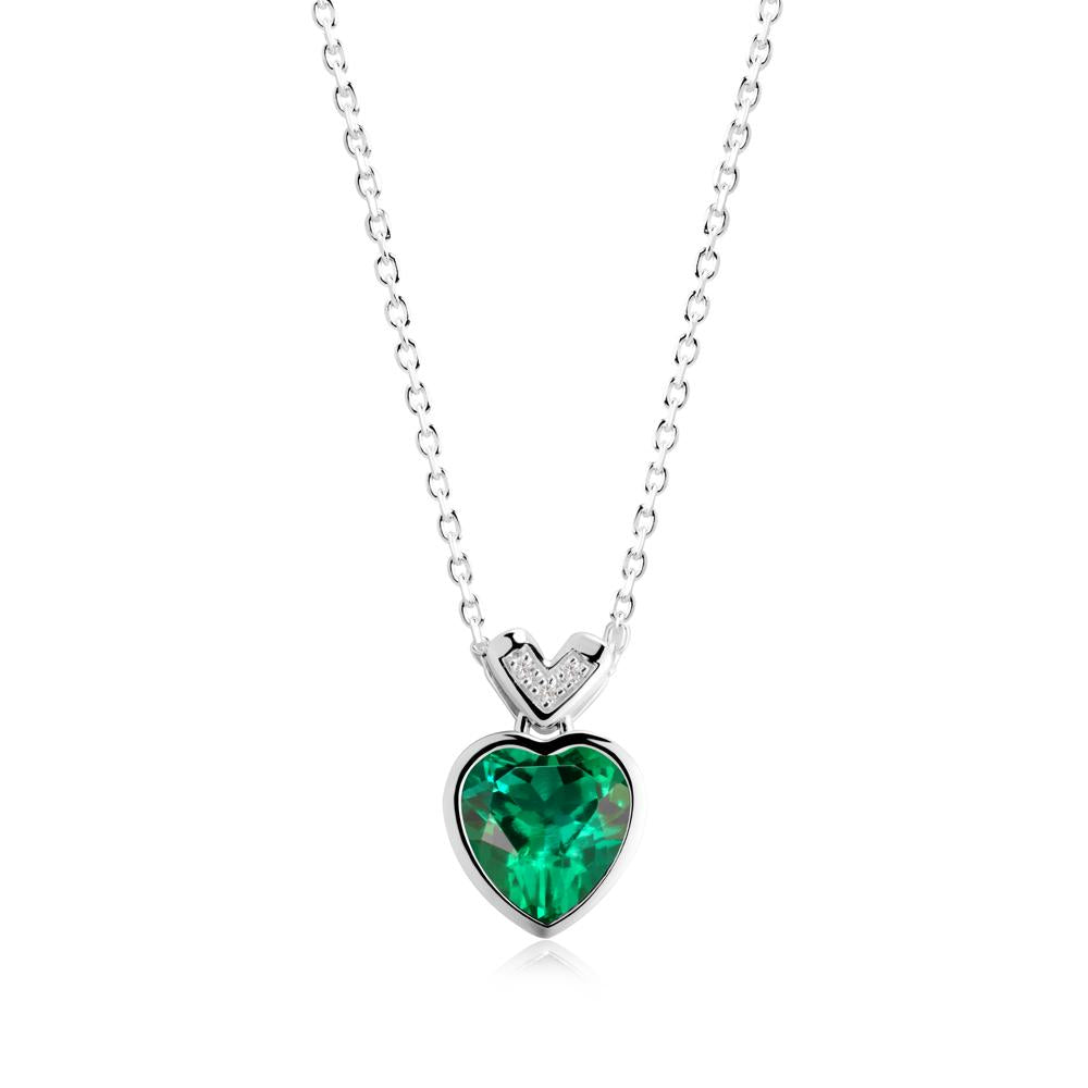 Heart-Cut Emerald Necklace with Chevron - LUO Jewelry #metal_sterling silver