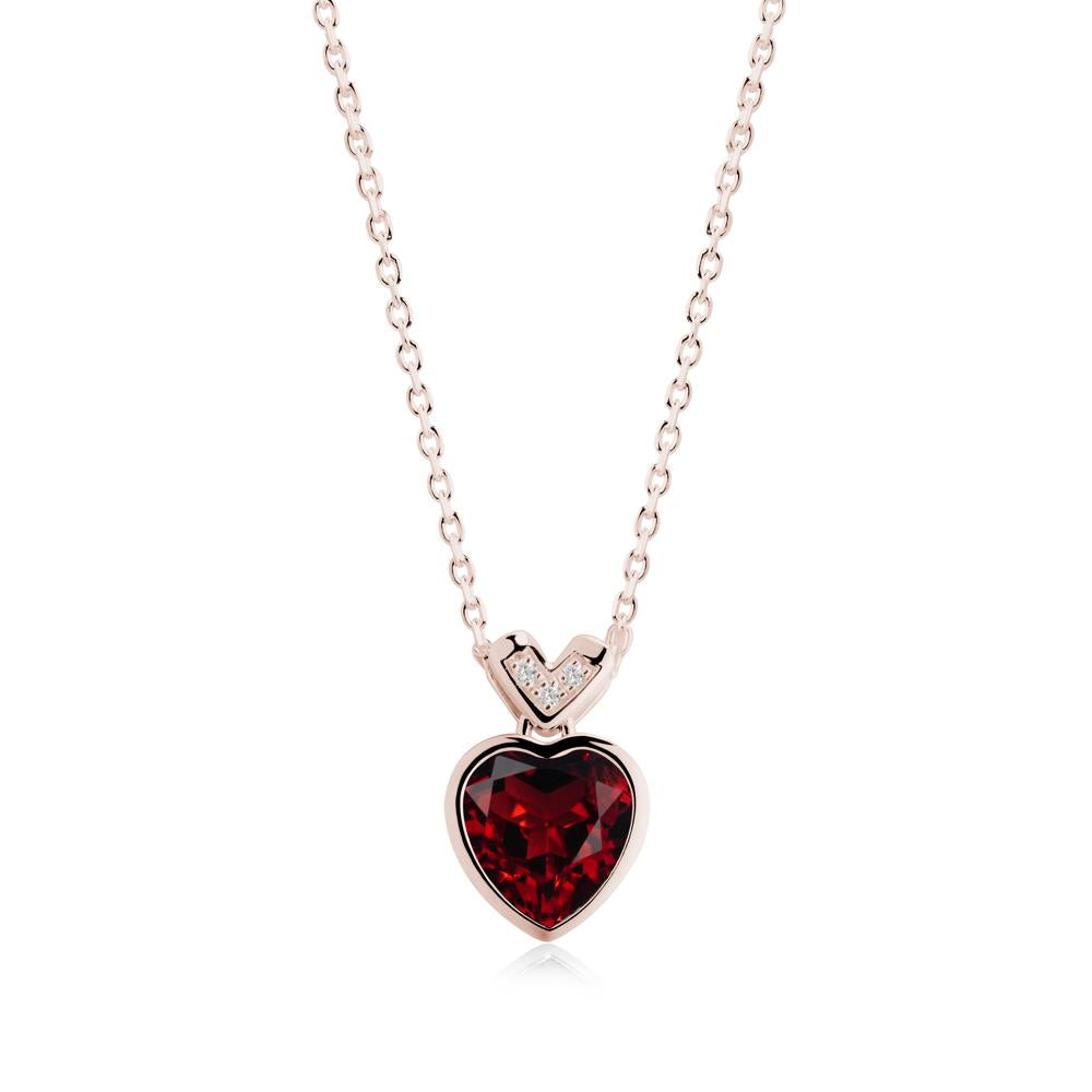 Heart-Cut Garnet Necklace with Chevron - LUO Jewelry #metal_14k rose gold