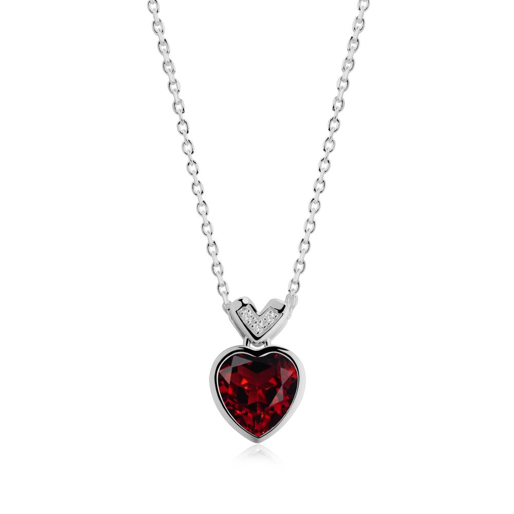 Heart-Cut Garnet Necklace with Chevron - LUO Jewelry #metal_platinum