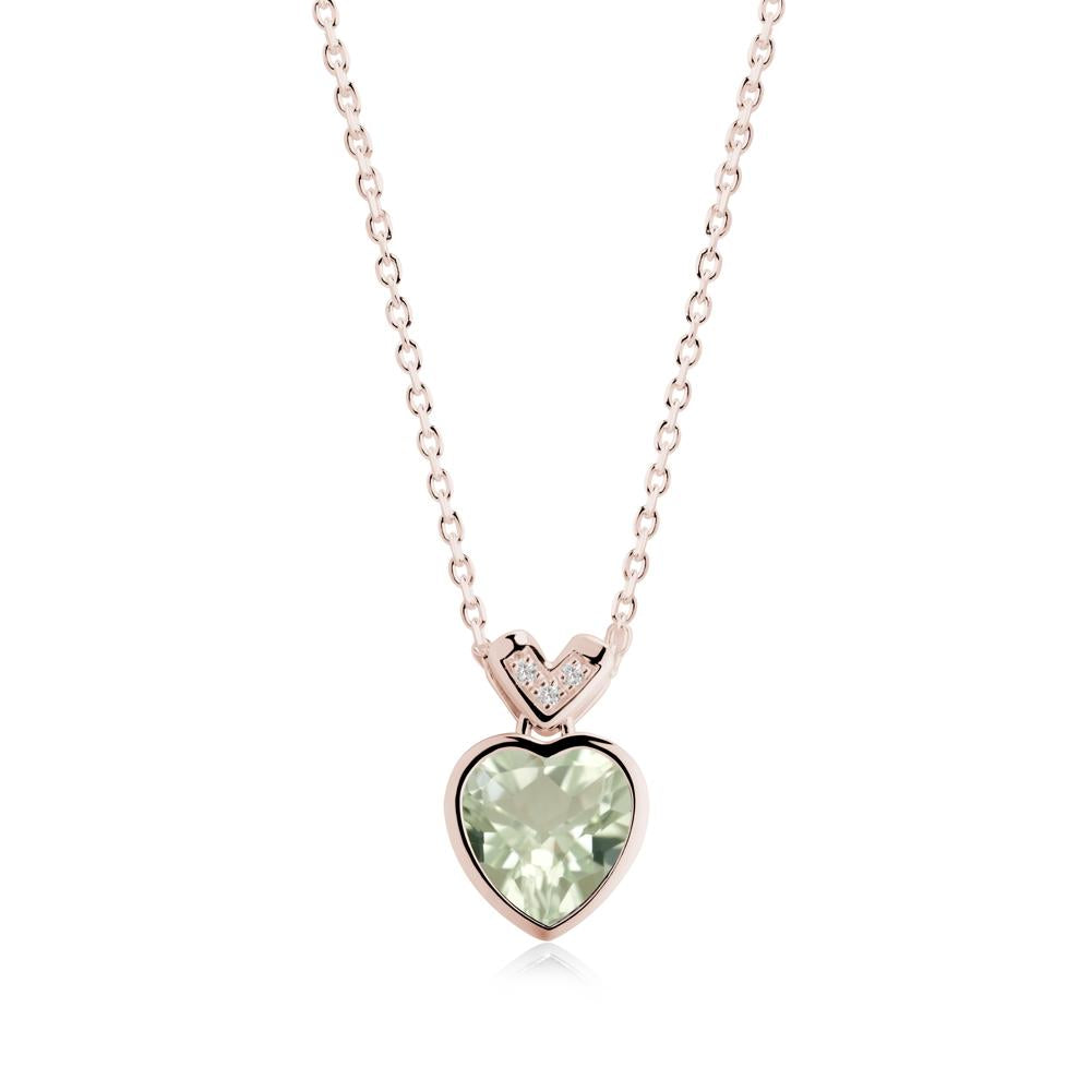 Heart-Cut Green Amethyst Necklace with Chevron - LUO Jewelry #metal_14k rose gold