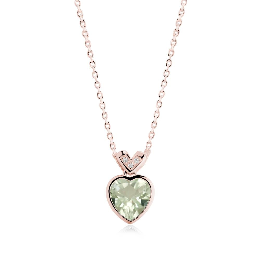Heart-Cut Green Amethyst Necklace with Chevron - LUO Jewelry #metal_18k rose gold