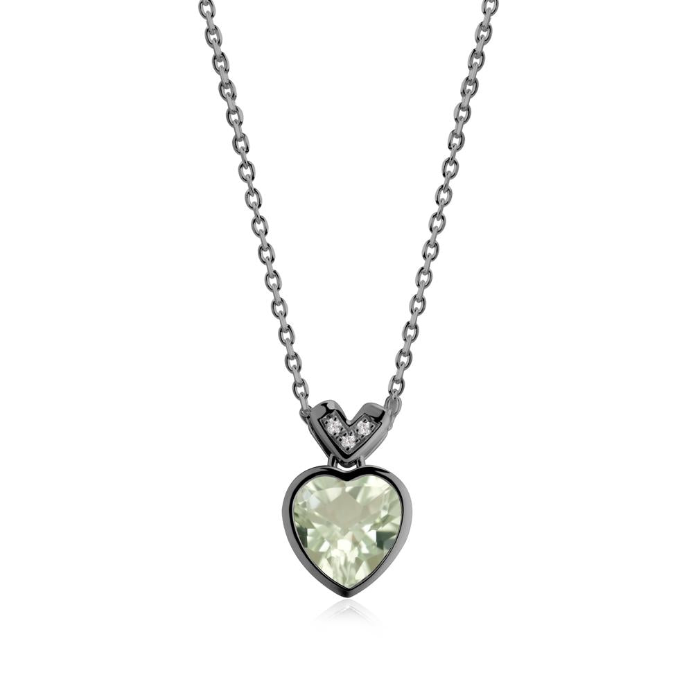 Heart-Cut Green Amethyst Necklace with Chevron - LUO Jewelry #metal_black finish sterling silver