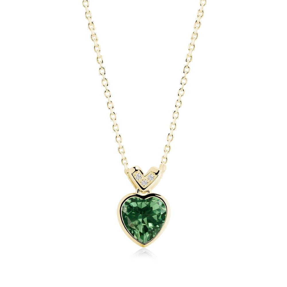 Heart-Cut Green Sapphire Necklace with Chevron - LUO Jewelry #metal_18k yellow gold