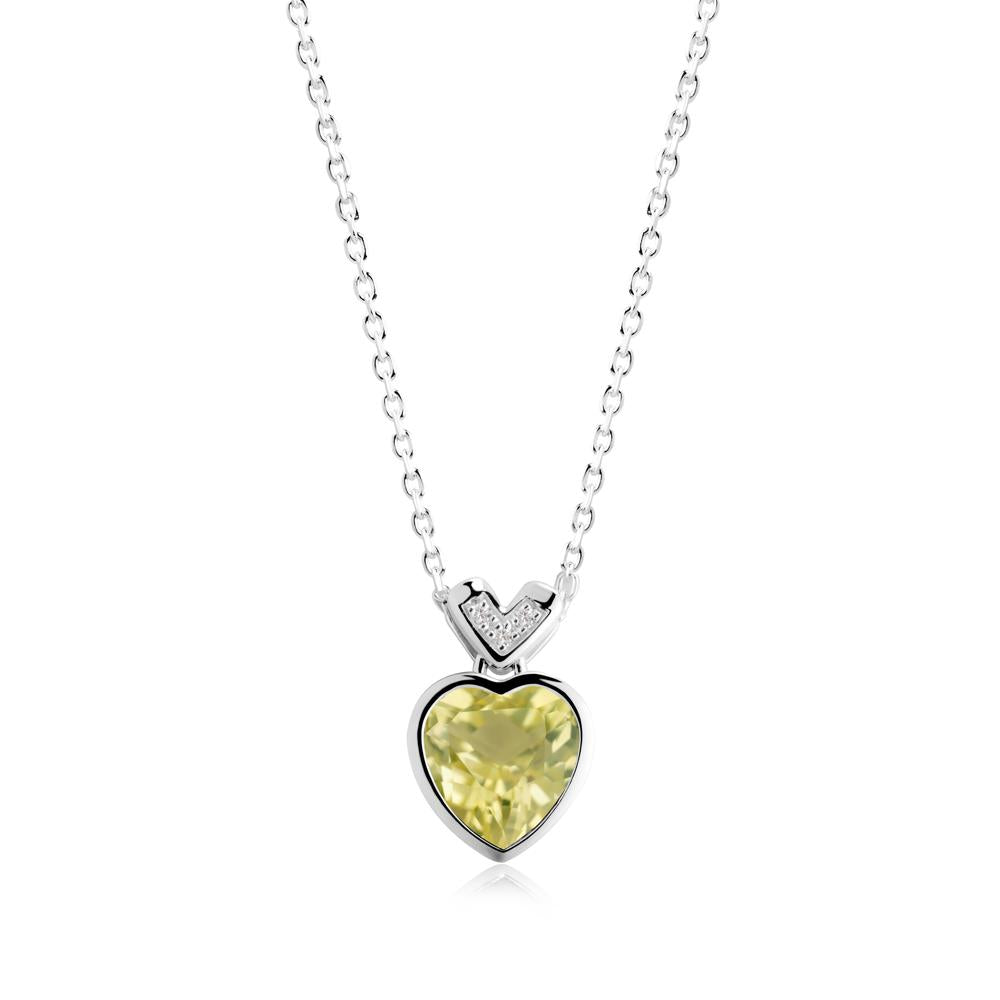 Heart-Cut Lemon Quartz Necklace with Chevron - LUO Jewelry #metal_14k white gold