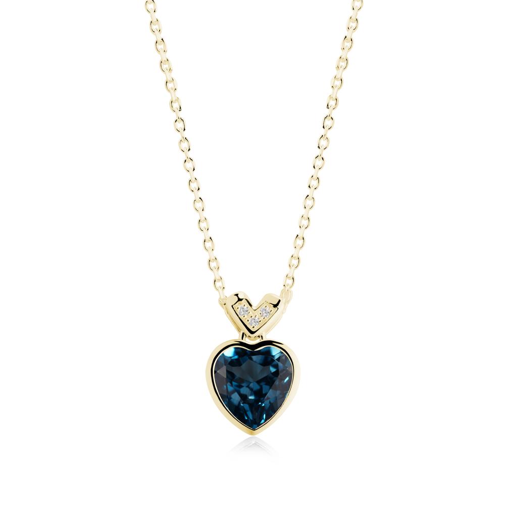 Heart-Cut London Blue Topaz Necklace with Chevron - LUO Jewelry #metal_18k yellow gold