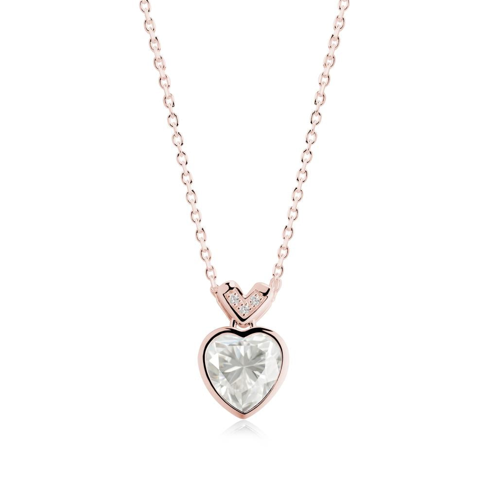 Heart-Cut Moissanite Necklace with Chevron - LUO Jewelry #metal_18k rose gold